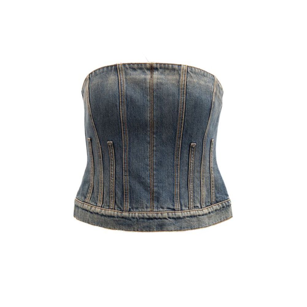 Alexander McQueen Blue Cotton Denim Women's Top